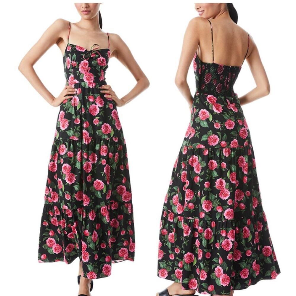 NEW $495 ALICE + OLIVIA Chantay Smocked Floral Poplin Maxi Dress - Picture 6 of 10